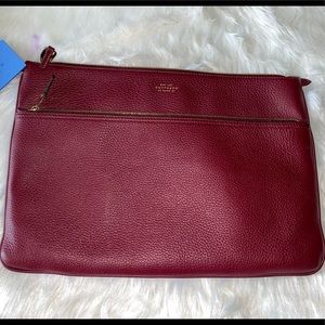 SMYTHSON Logo Laptop Bag Burgundy Learjet